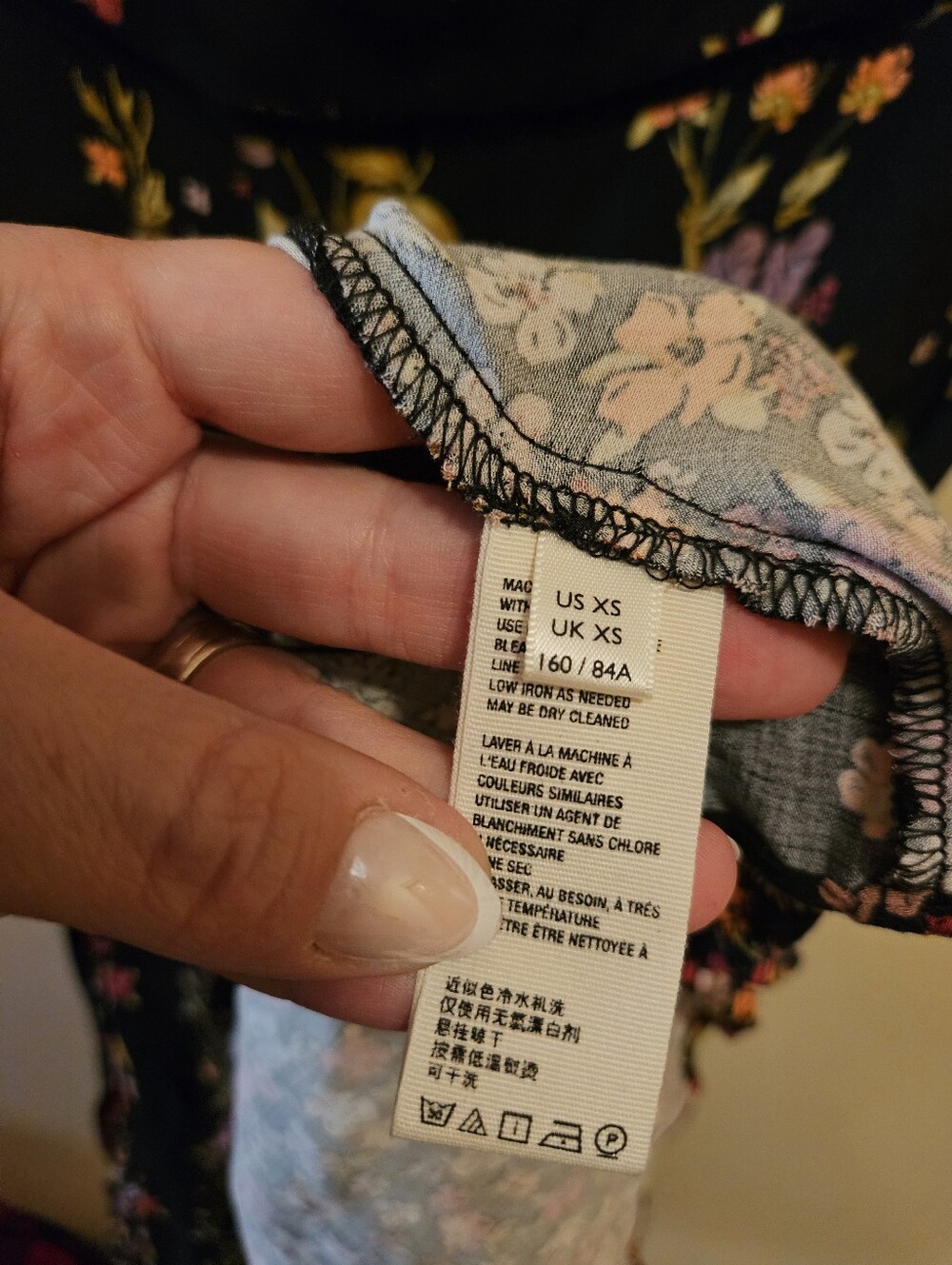Free People Black Floral Fit & Flare Mini Dress | XS | Boho Cottagecore Fairycor - Picture 16 of 16